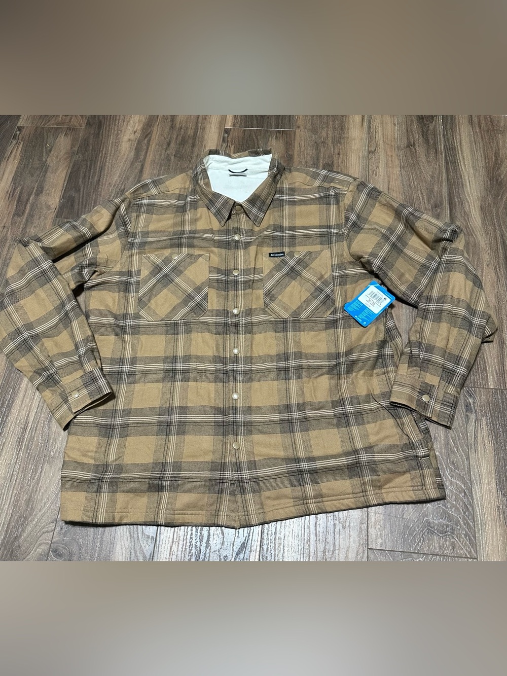 New Columbia Cornell Woods Fleece Lined Shirt Jacket Plaid Brown XL NWT
